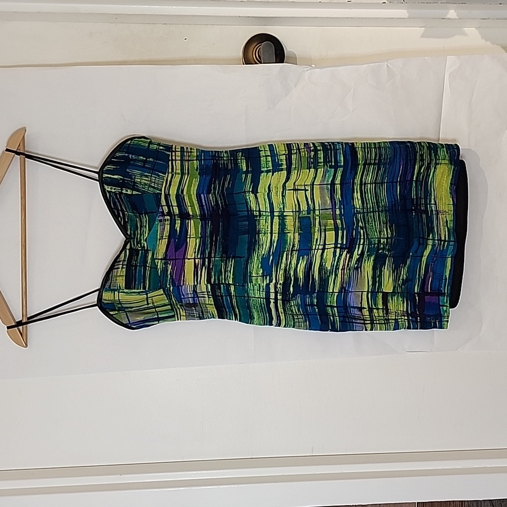 Ani Green‎ Pattern Silk/Wool/leather mini dress size L